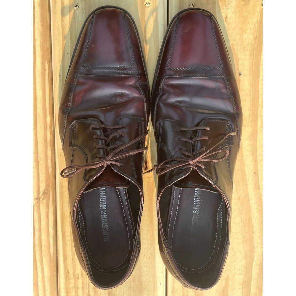 Johnston & Murphy Flex System Burgundy Leather Cap Toe Oxford Shoes 9.5M